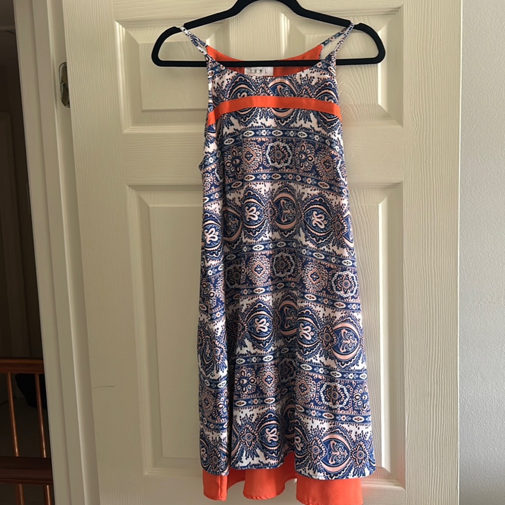 THML Blue and Orange Midi Dress
